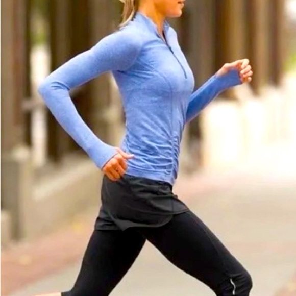 Athleta Fastest Track Half Zip Top Size Small Sapphire Blue Heather Athleisure - Picture 1 of 14